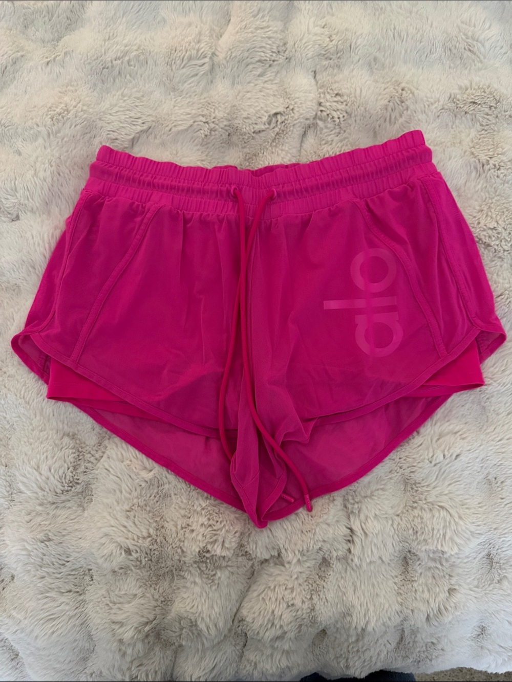 ALO Yoga Hot Pink Women's Athletic Shorts with Drawstring
